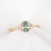 Teresa Ring, 0.91ct Light Blue Green Montana Sapphire