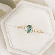 Teresa Ring 1.17ct Green Oval Montana Sapphire, 14K Yellow Gold (One of a kind)