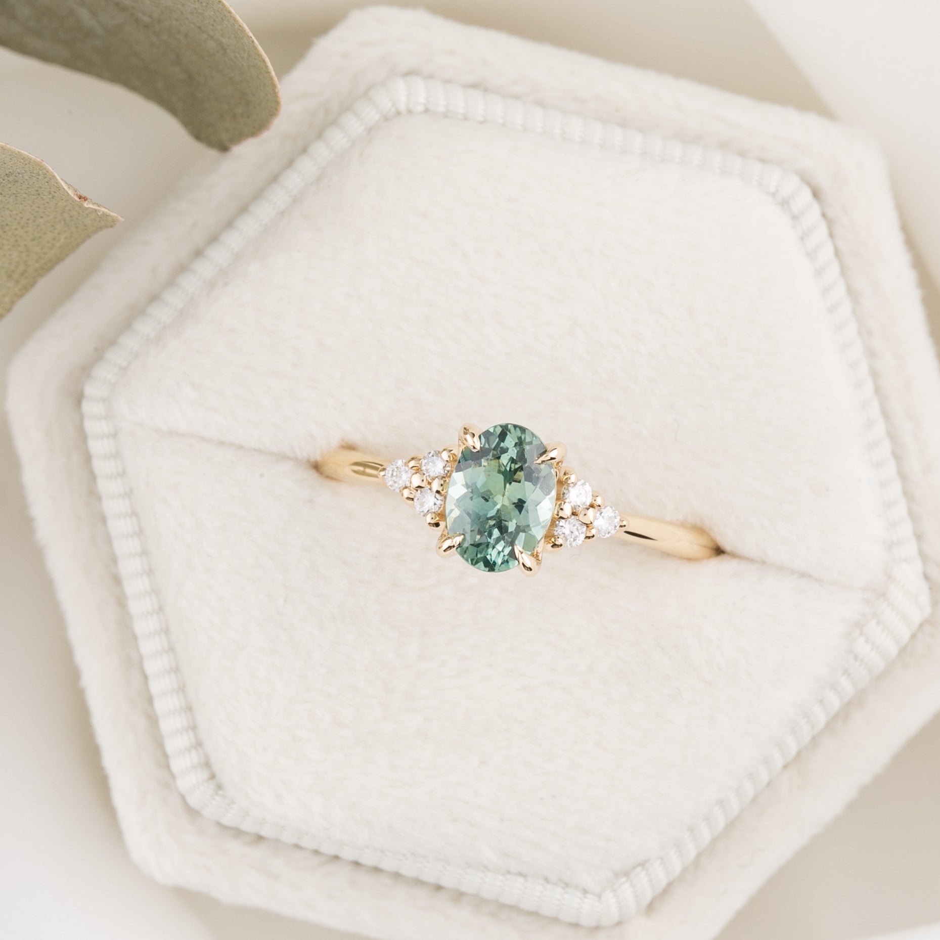 Teresa Ring 1.17ct Green Oval Montana Sapphire, 14K Yellow Gold (One of a kind)
