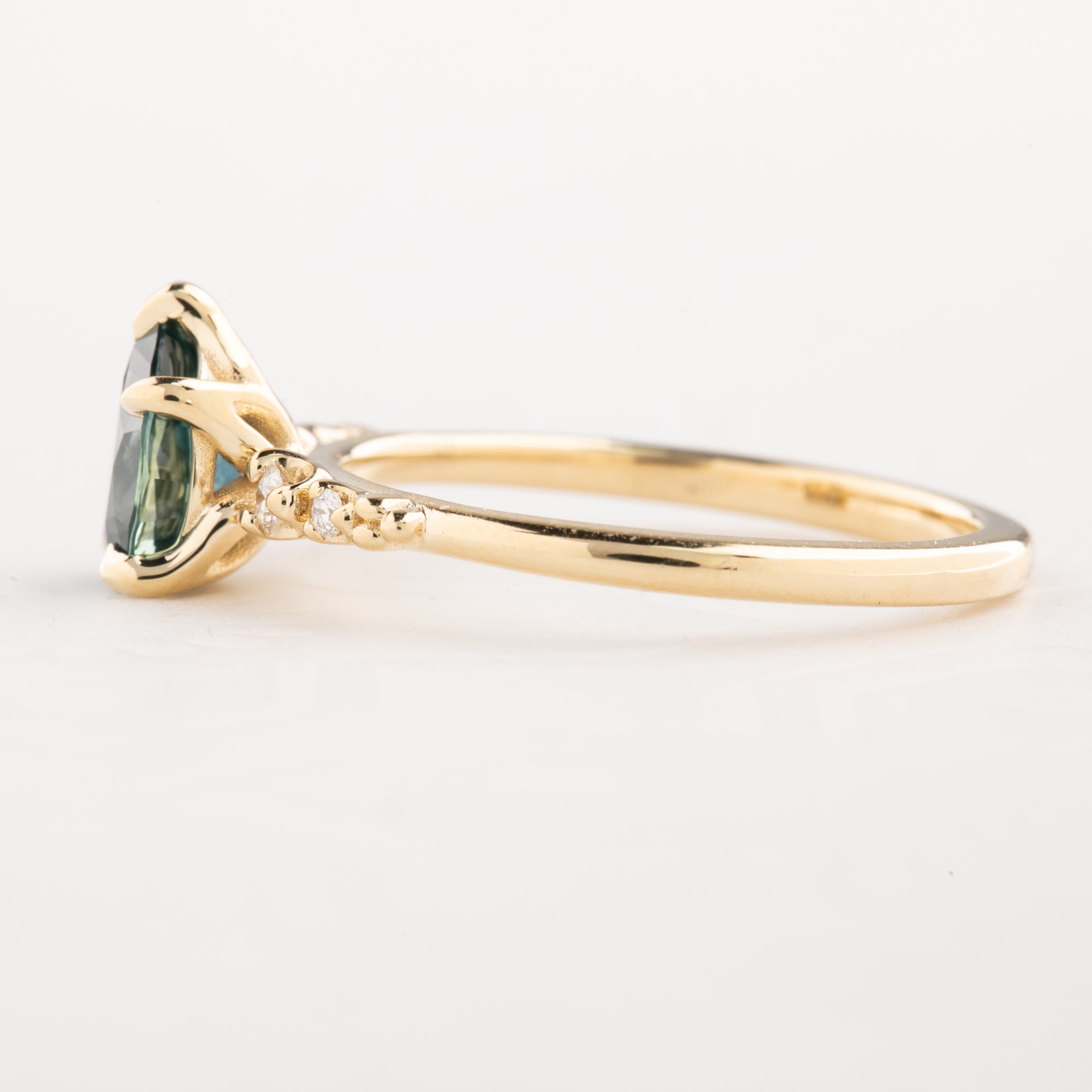 Estel Fleur Ring, 1.00ct Green Montana Sapphire
