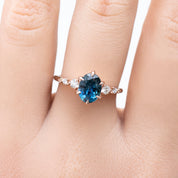 Estel Fleur Six Prongs Ring, 1.66ct Deep Teal Blue Montana Sapphire, 14k Rose Gold (One of a kind)