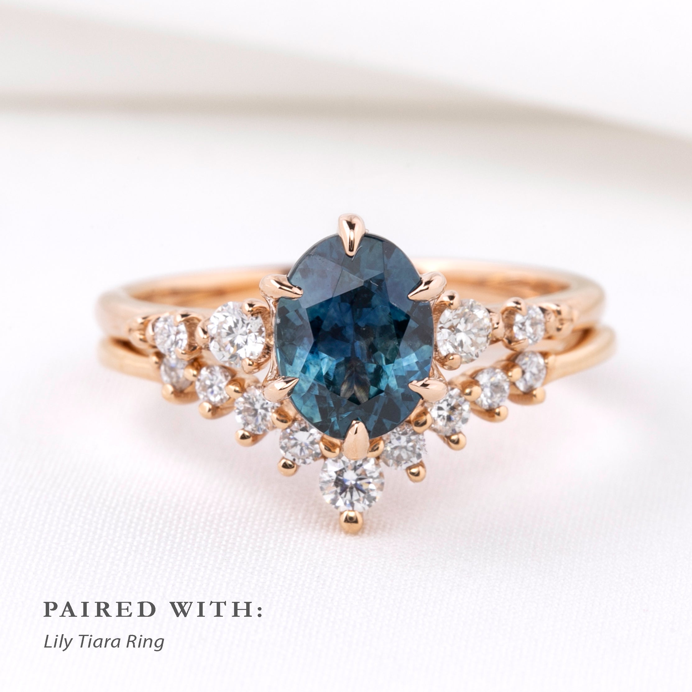 Estel Fleur Six Prongs Ring, 1.66ct Deep Teal Blue Montana Sapphire, 14k Rose Gold (One of a kind)