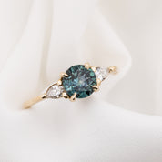 Olivia Ring 1.38ct Blue Green Montana Sapphire, 14k Yellow Gold (One of a kind)