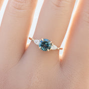 Olivia Ring 1.38ct Blue Green Montana Sapphire, 14k Yellow Gold (One of a kind)