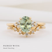Teresa Ring 1.60ct/2.05ct Light Green Montana Sapphire, 14k Yellow Gold (One of a kind)