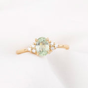 【一点物】テレサリング ・0.85ct・非加熱マダガスカル産ブルーグリーンサファイア・K14YG