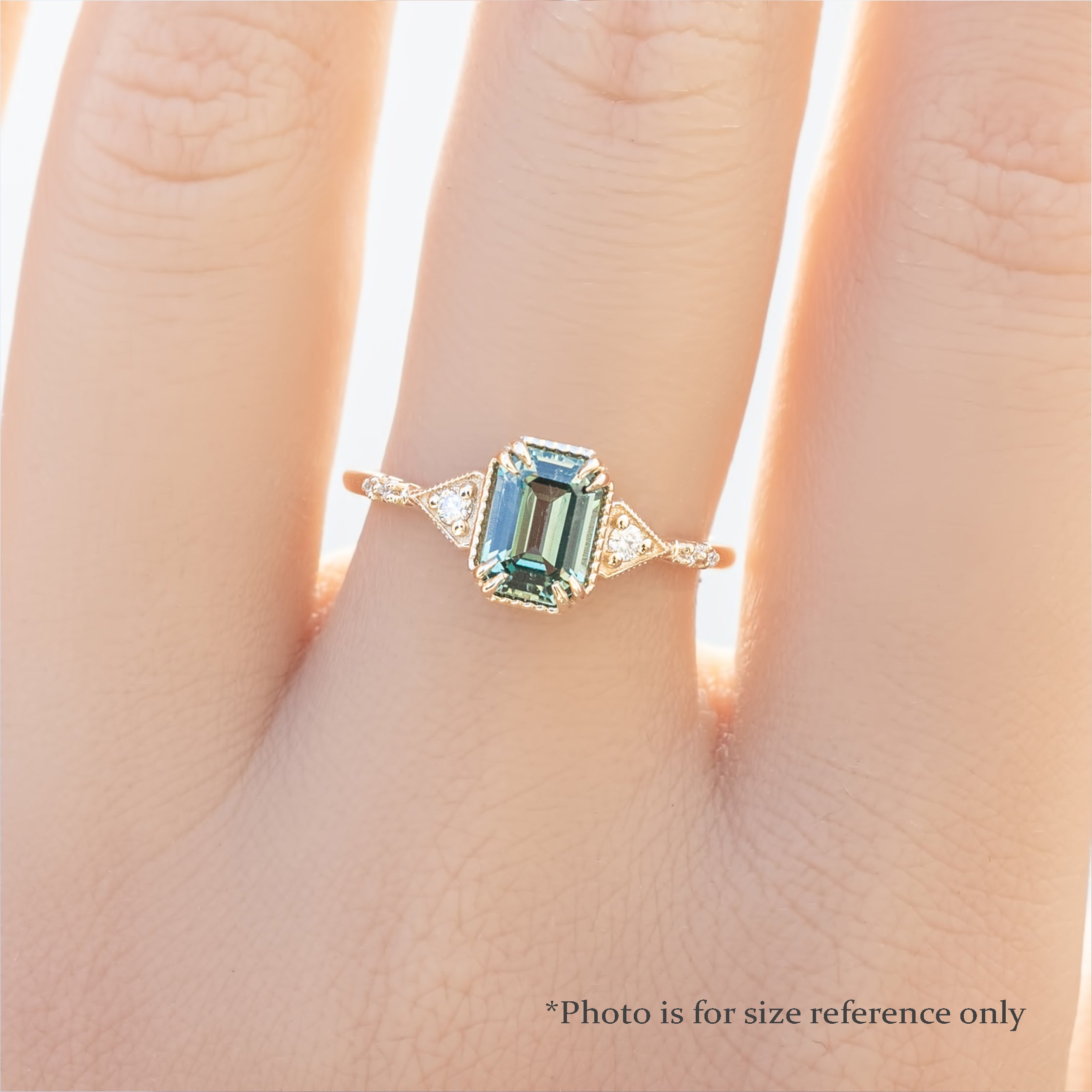 【一点物】アガサリング ・1.45ct・加熱モンタナ産グリーンサファイア・K14YG