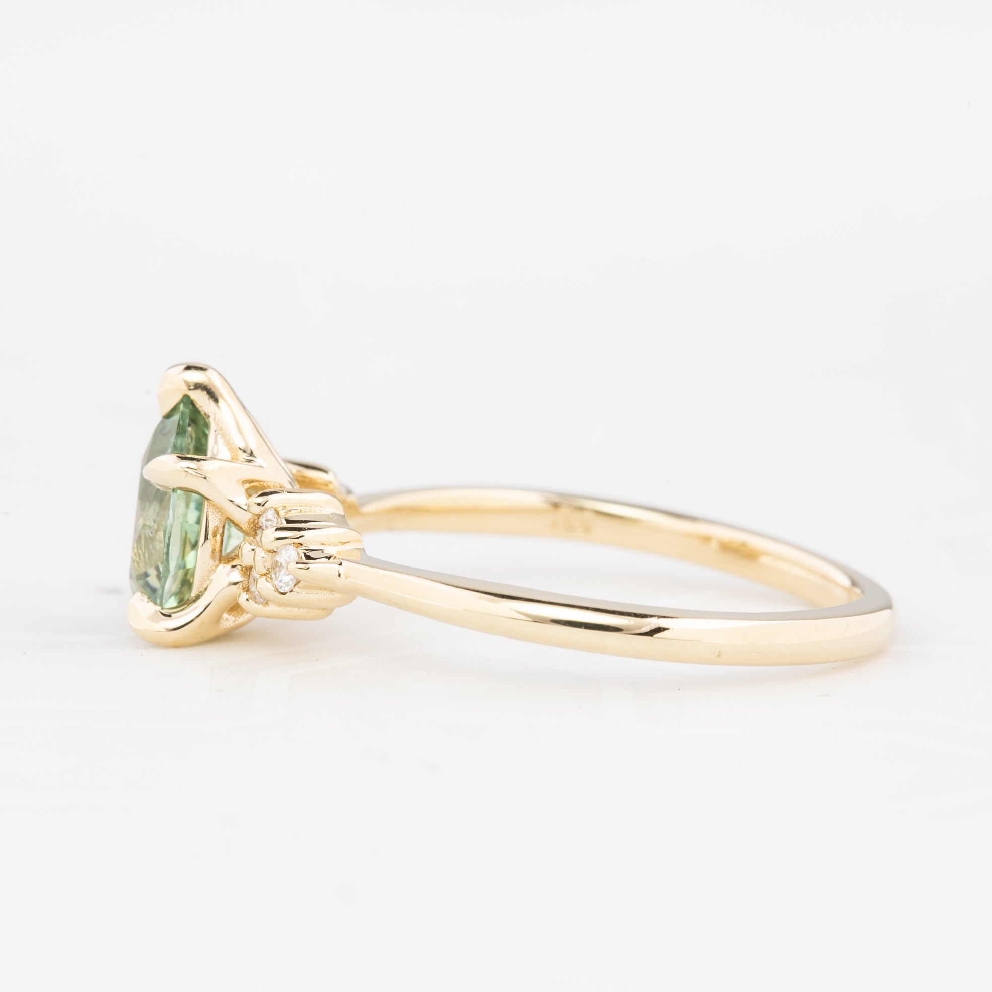 Teresa Ring Blue Green Montana Sapphire, 14k Yellow Gold (One of a kind)