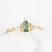 【一点物】テレサリング ・0.83ct・加熱モンタナ産ライトグリーンサファイア・K14YG