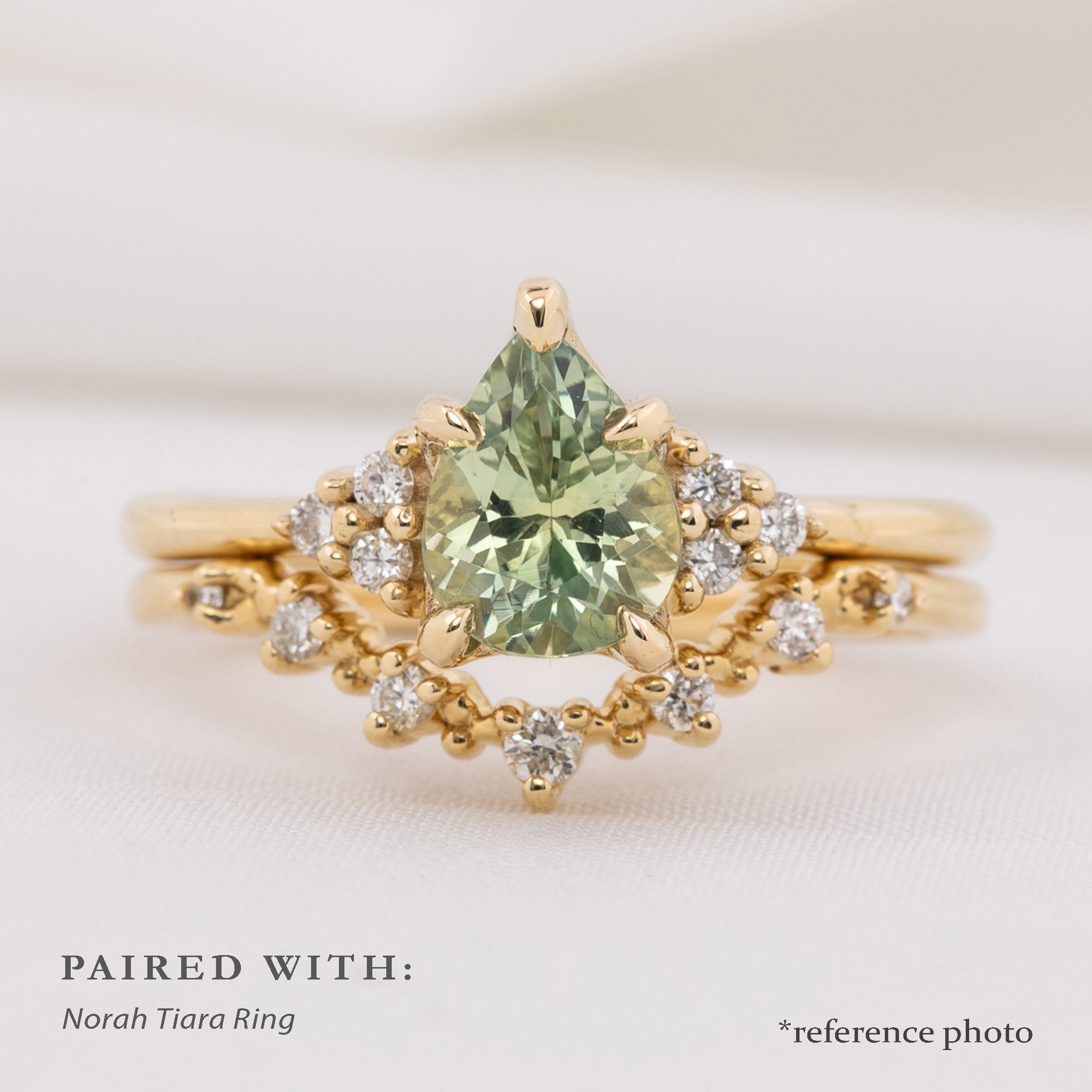 【一点物】テレサリング ・0.83ct・加熱モンタナ産ライトグリーンサファイア・K14YG