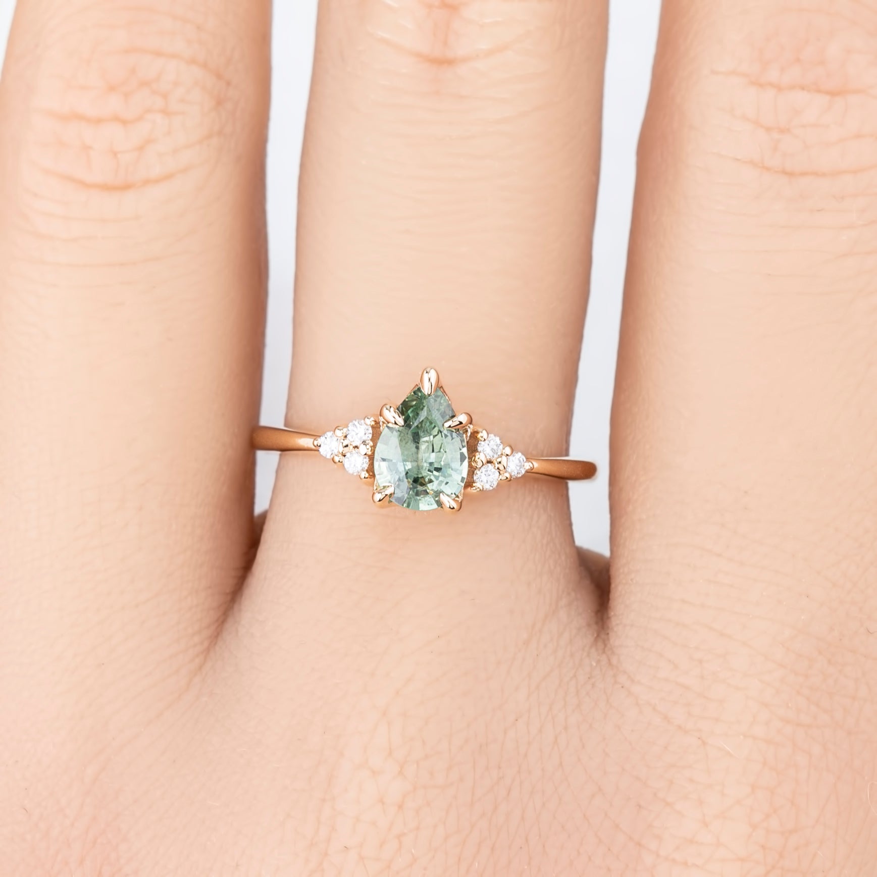 【一点物】テレサリング ・0.83ct・加熱モンタナ産ライトグリーンサファイア・K14YG