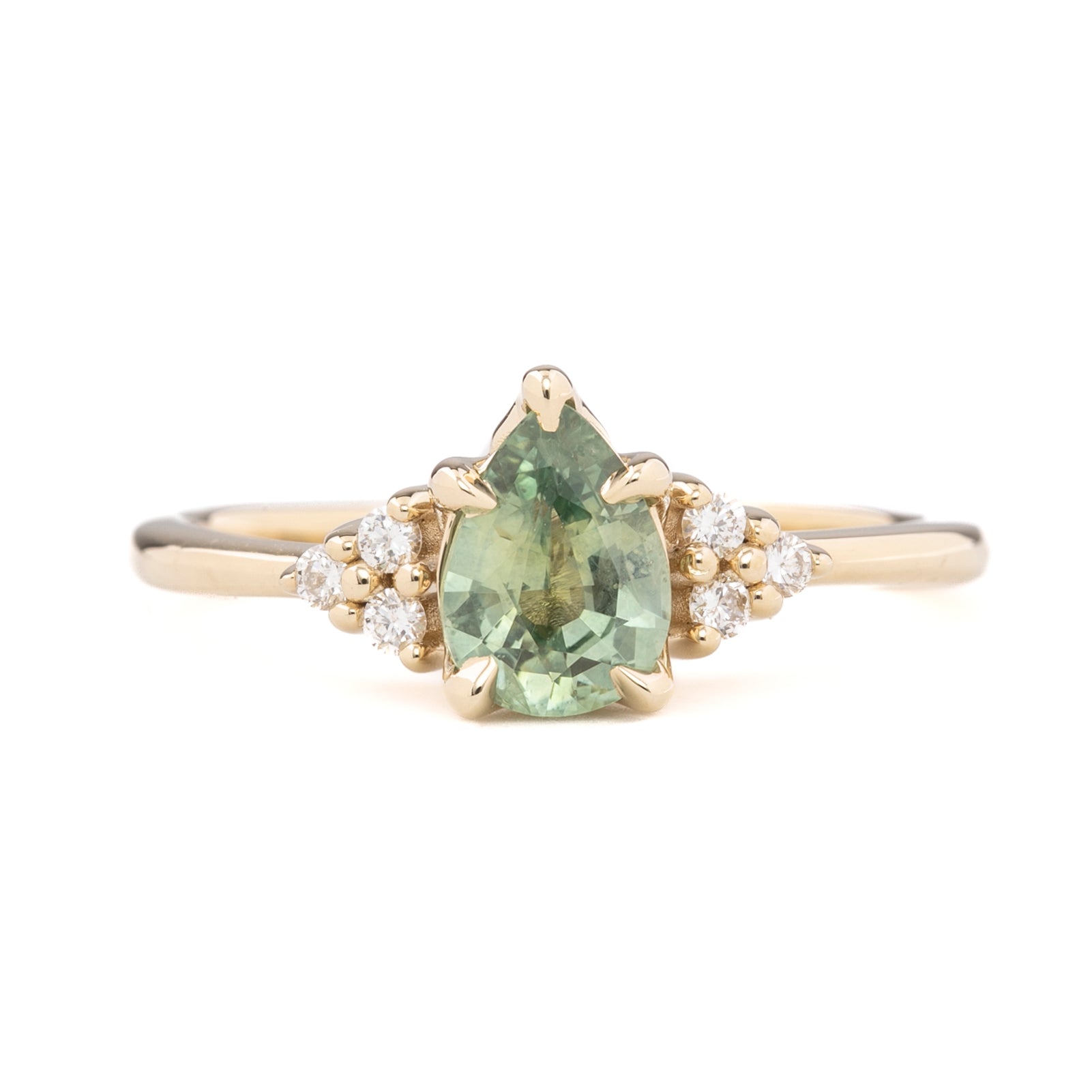 Teresa Ring 0.80ct Light Green Montana Sapphire, 14k Yellow Gold (One of a kind)