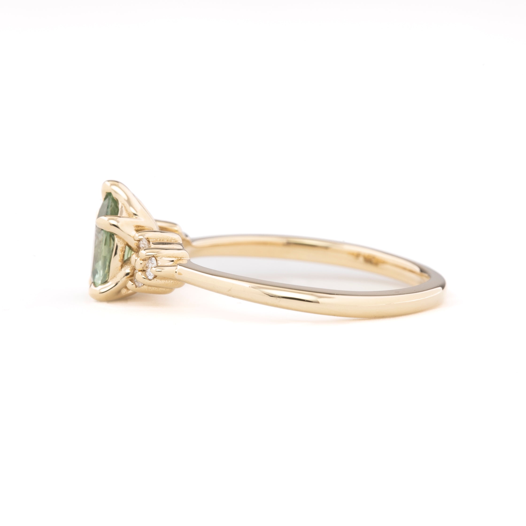Teresa Ring 0.80ct Light Green Montana Sapphire, 14k Yellow Gold (One of a kind)
