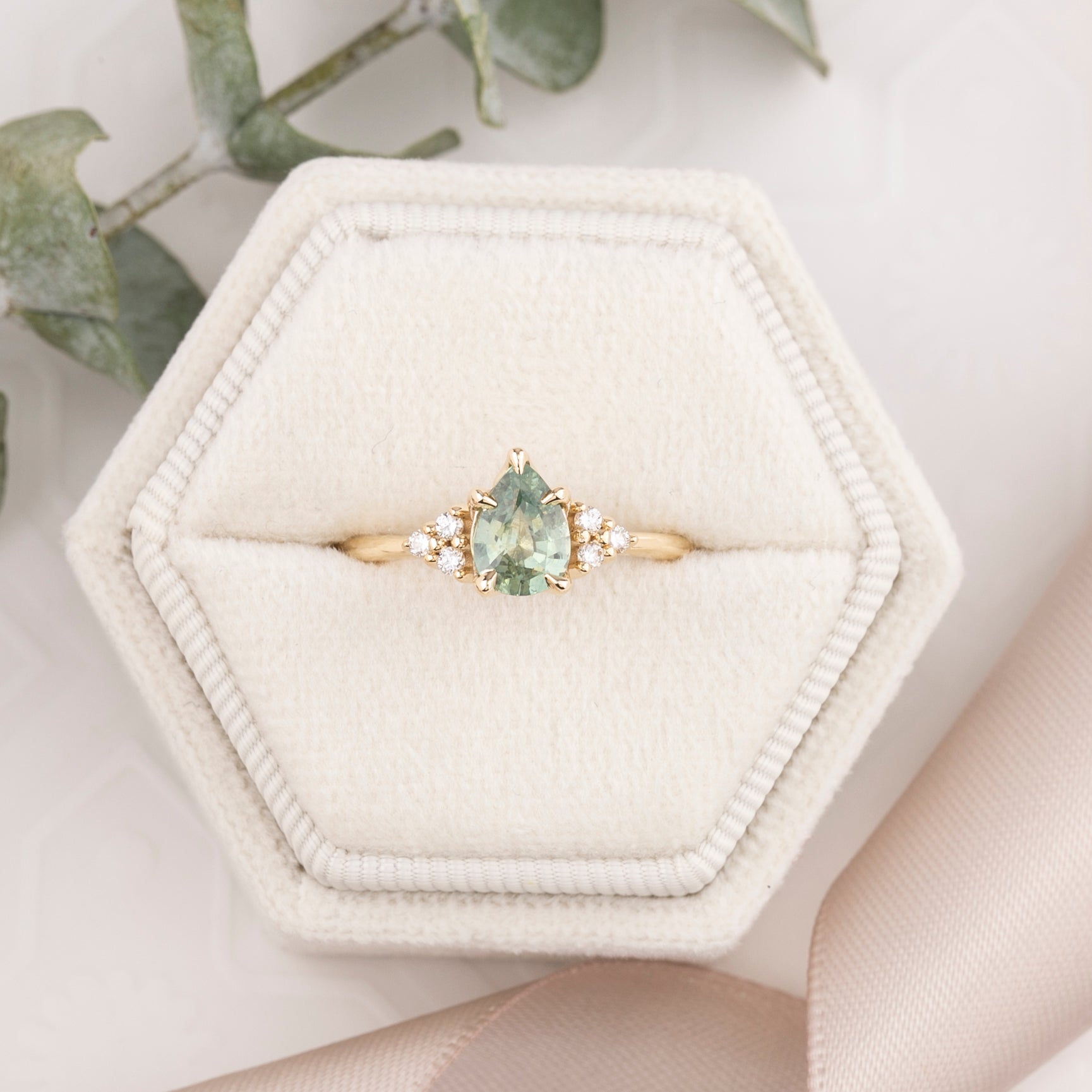Teresa Ring 0.80ct Light Green Montana Sapphire, 14k Yellow Gold (One of a kind)