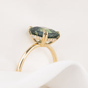 Athena Ring 3.36ct Parti Blue Green Madagascar Sapphire, 14k Yellow Gold (One of a kind)