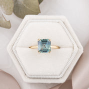 Athena Ring 3.36ct Parti Blue Green Madagascar Sapphire, 14k Yellow Gold (One of a kind)