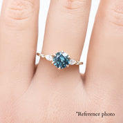 Estel Fleur Petal Ring 1.32ct Teal Blue Montana Sapphire, 14k Yellow Gold (One of a kind)