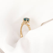 Estel Fleur Petal Ring 1.32ct Teal Blue Montana Sapphire, 14k Yellow Gold (One of a kind)