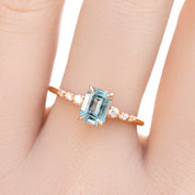 Estel Fleur Four Prongs Ring, 1.21ct Light Blue Montana Sapphire, 14k Rose Gold (One of a kind)