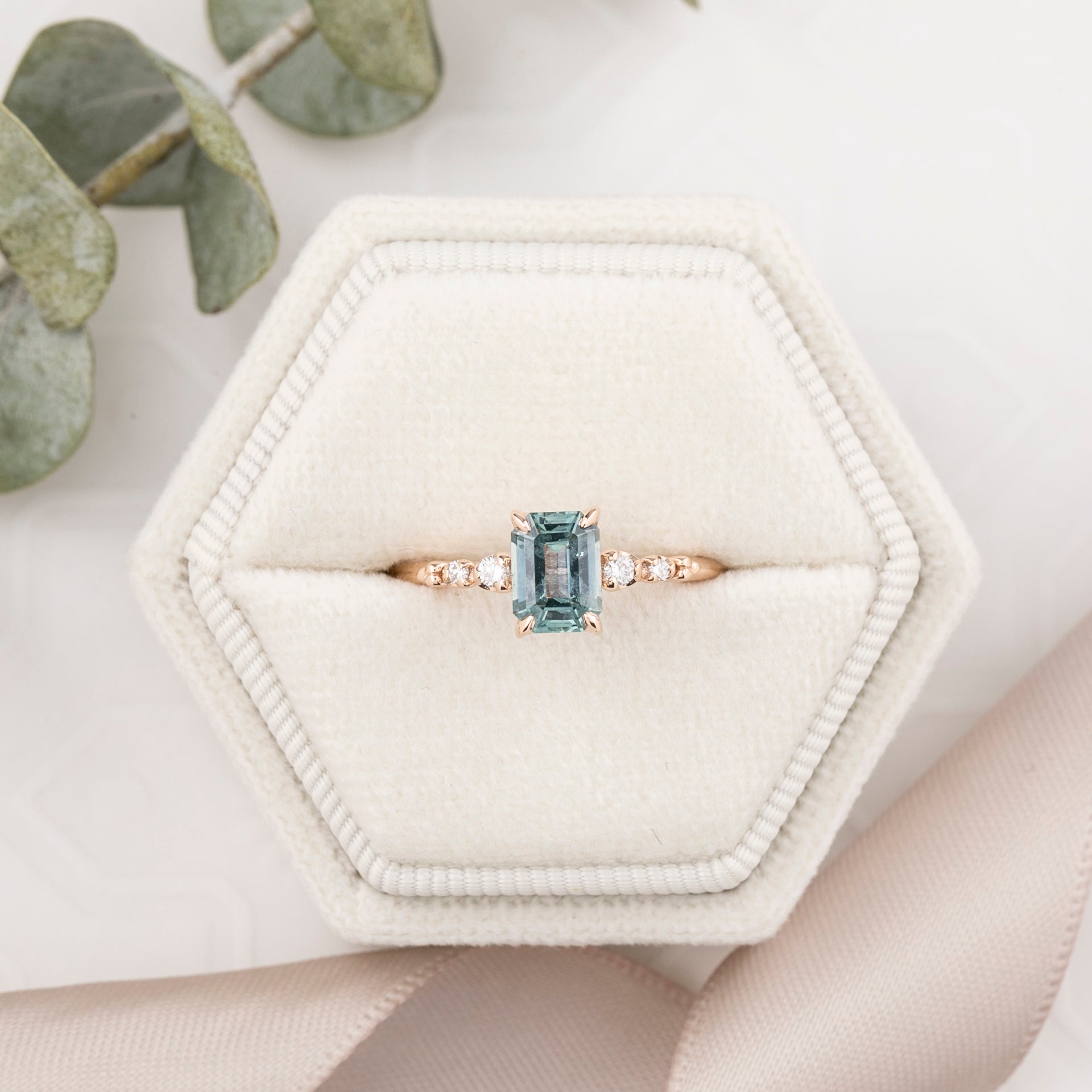 Estel Fleur Four Prongs Ring, 1.21ct Light Blue Montana Sapphire, 14k Rose Gold (One of a kind)