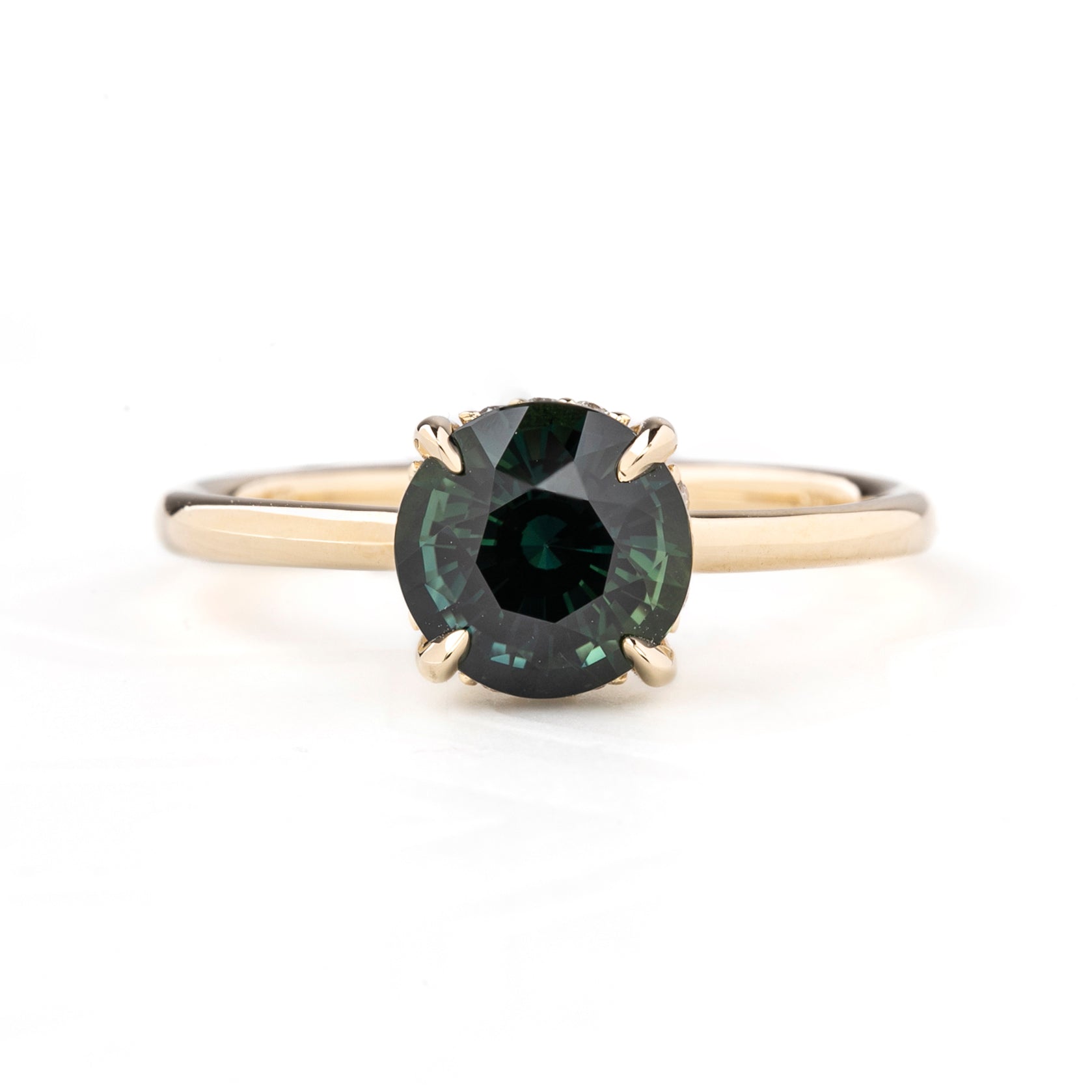 Athena Ring 2.13ct Peacock Green Australian Sapphire, 14k Yellow Gold (One of a kind)