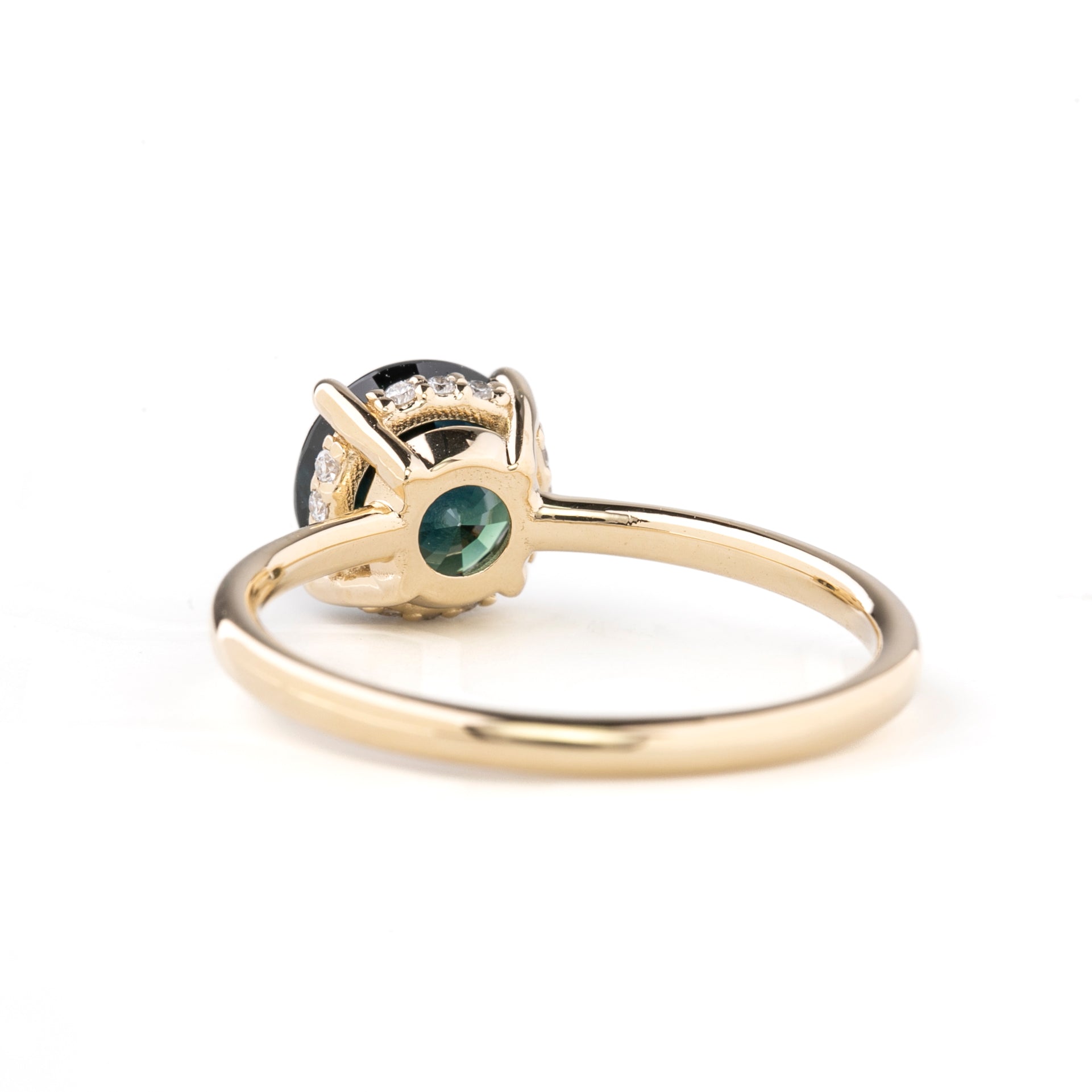 Athena Ring 2.13ct Peacock Green Australian Sapphire, 14k Yellow Gold (One of a kind)