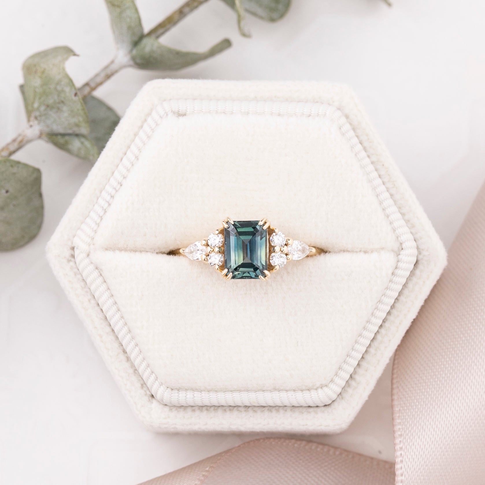 Remi Ring Emerald Cut Montana Sapphire, 14k Yellow Gold (One of a kind)