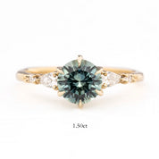 Estel Fleur Petal Ring 1.50ct Aqua Blue Montana Sapphire, 14k Yellow Gold (One of a kind)