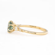 Estel Fleur Petal Ring 1.38ct Aqua Blue Green Montana Sapphire, 14k Yellow Gold (One of a kind)