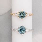 Estel Fleur Petal Ring 1.38ct Aqua Blue Green Montana Sapphire, 14k Yellow Gold (One of a kind)