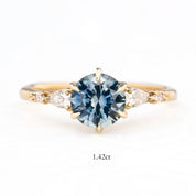 Estel Fleur Petal Ring 1.50ct Aqua Blue Montana Sapphire, 14k Yellow Gold (One of a kind)