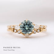 Estel Fleur Petal Ring 1.38ct Aqua Blue Green Montana Sapphire, 14k Yellow Gold (One of a kind)