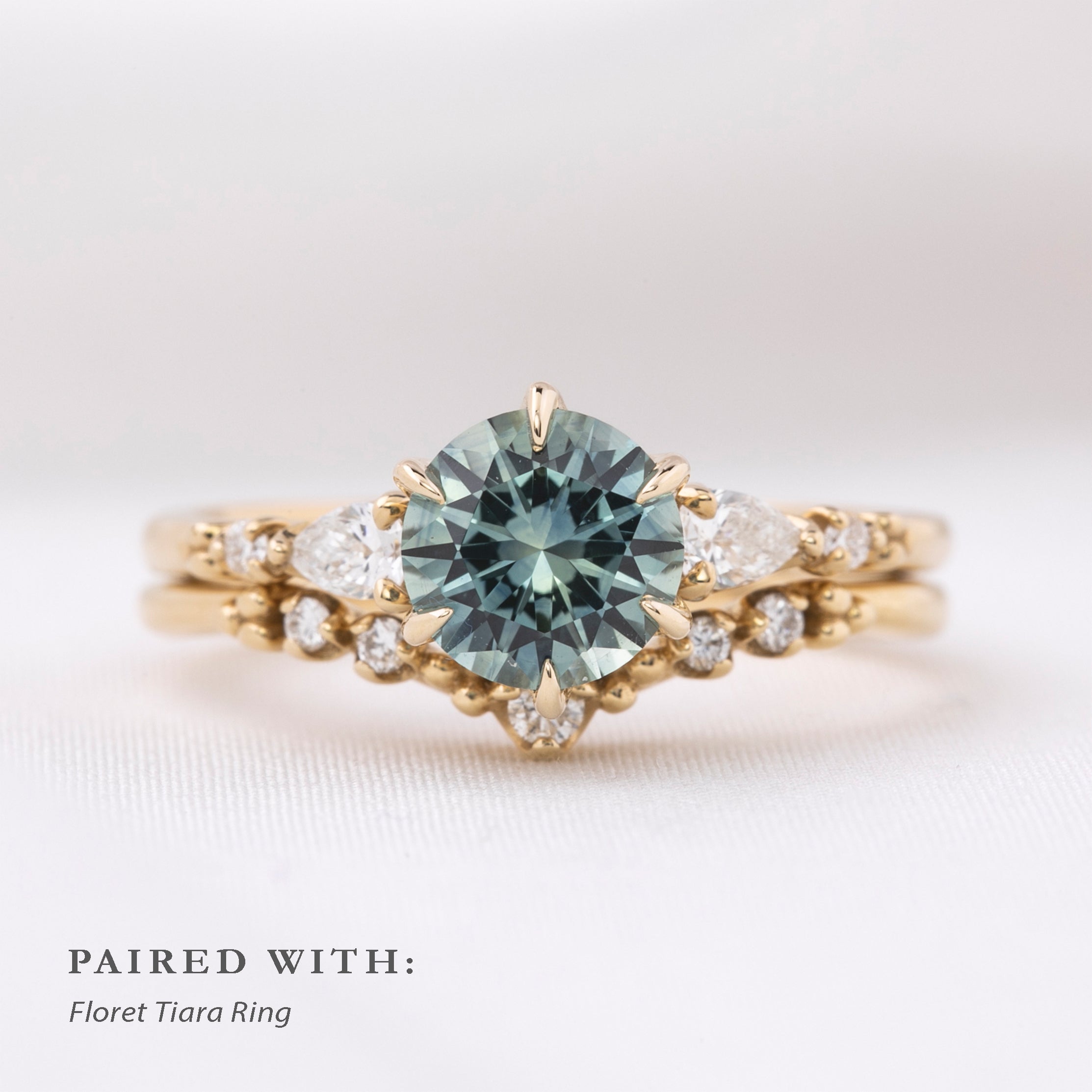 Estel Fleur Petal Ring 1.50ct Aqua Blue Montana Sapphire, 14k Yellow Gold (One of a kind)