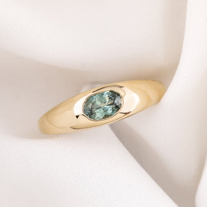 Dome Ring 0.60ct Blue Green Montana Sapphire