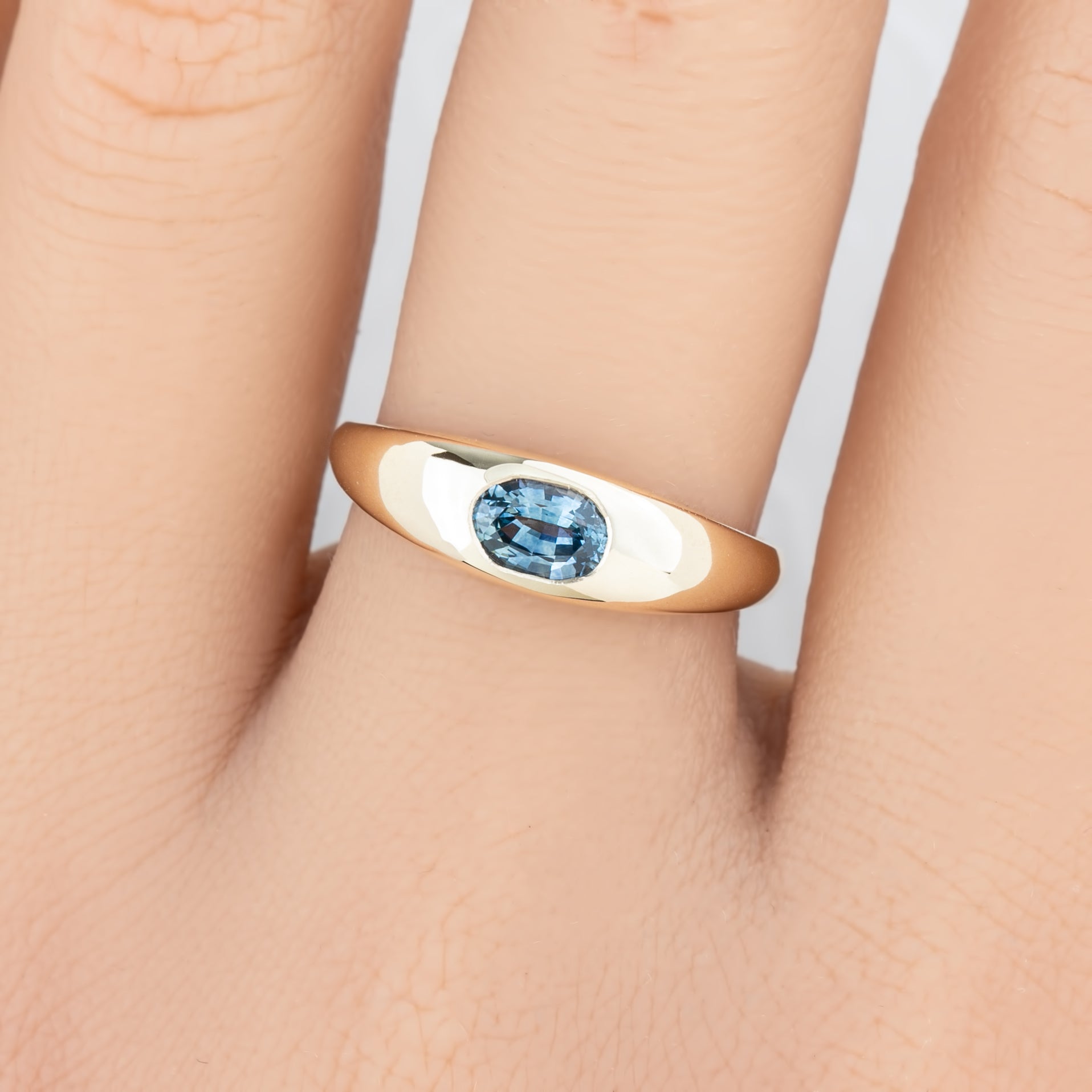 Dome Ring 0.60ct Blue Montana Sapphire, 14k Yellow Gold