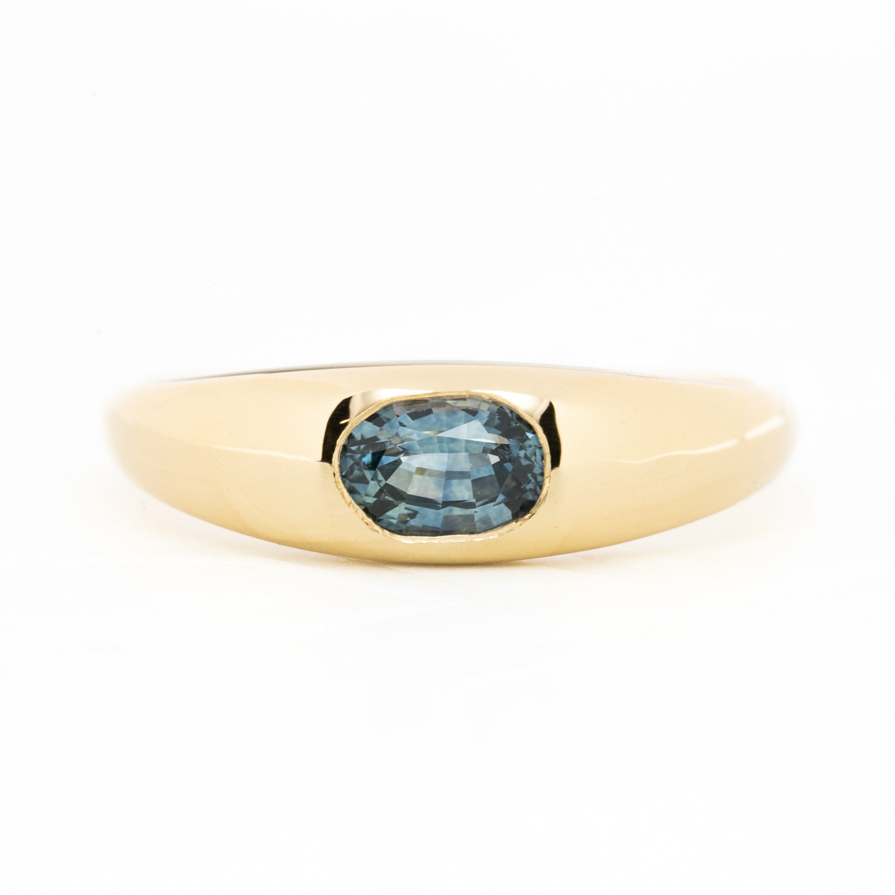 Dome Ring 0.60ct Blue Montana Sapphire, 14k Yellow Gold