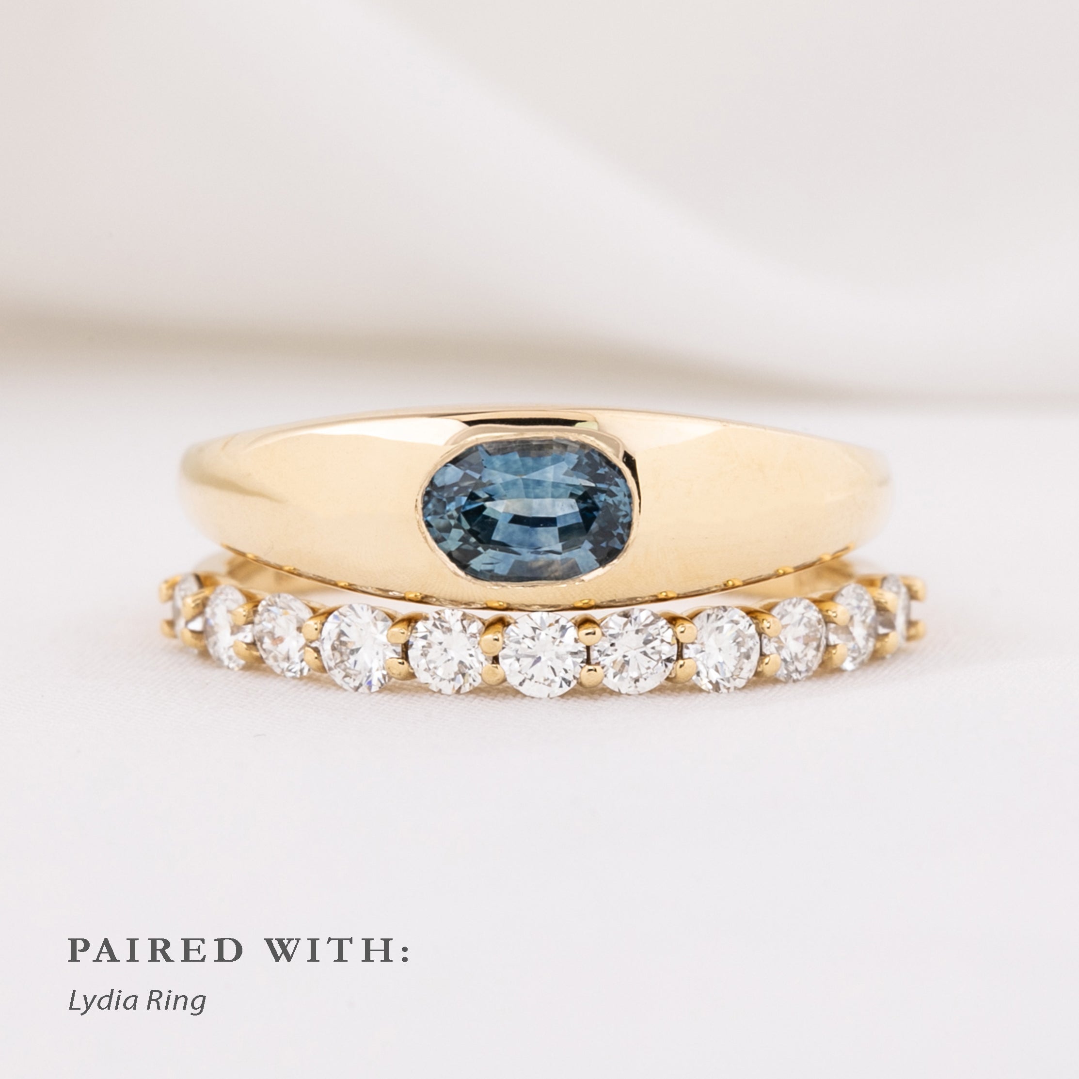 【一点物】ドームリング ・0.60ct・モンタナ産ブルーグリーンサファイア・K14YG
