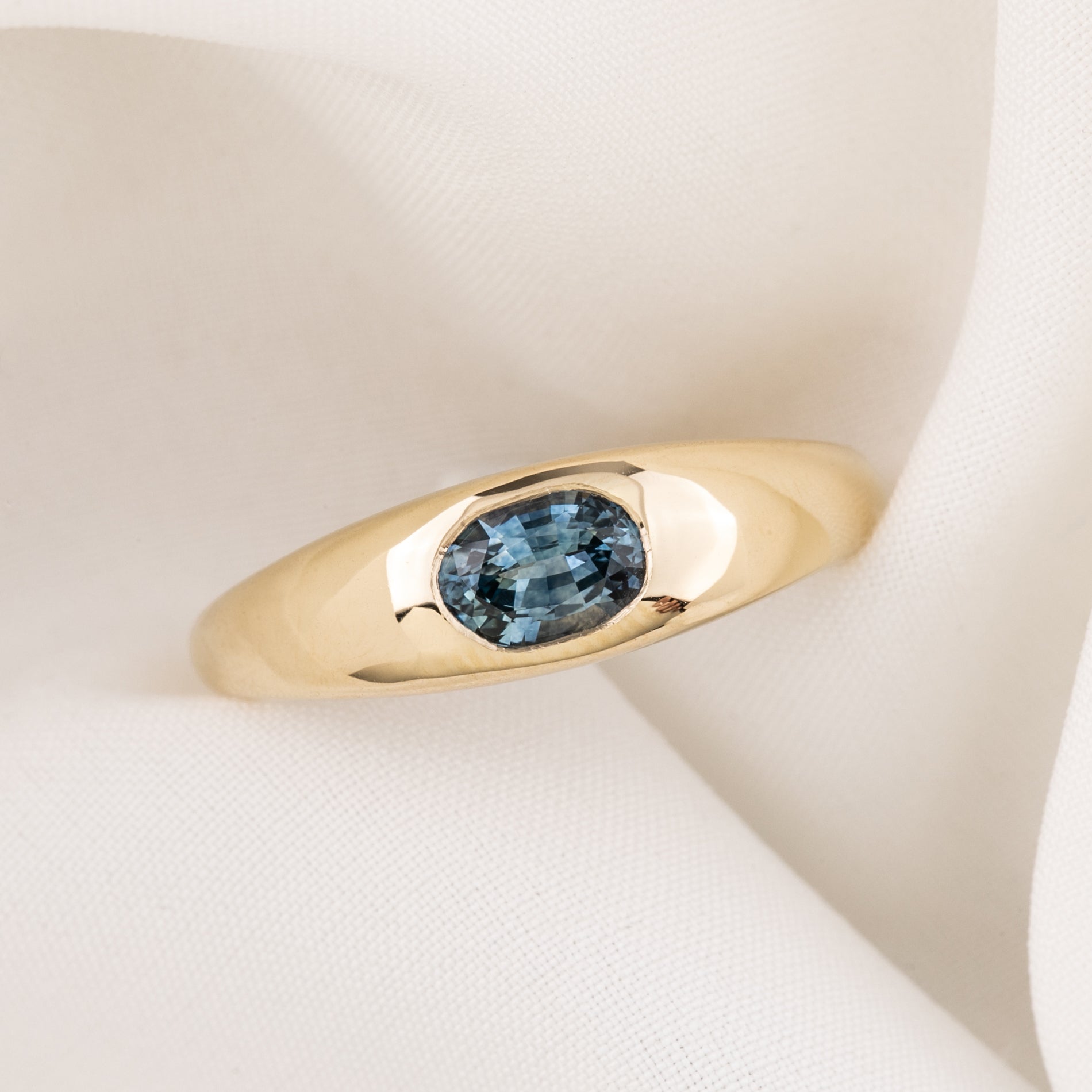 Dome Ring 0.60ct Blue Montana Sapphire, 14k Yellow Gold