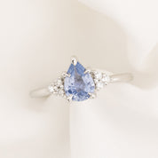 Teresa Ring 1.06ct Blue Madagascar Sapphire, 14k White Gold (One of a kind)