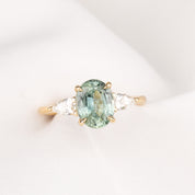 【一点物】オリヴィアリング ・2.20ct・加熱モンタナ産ブルーグリーンイエローサファイア・K14YG