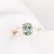 【一点物】オリヴィアリング ・2.20ct・加熱モンタナ産ブルーグリーンイエローサファイア・K14YG