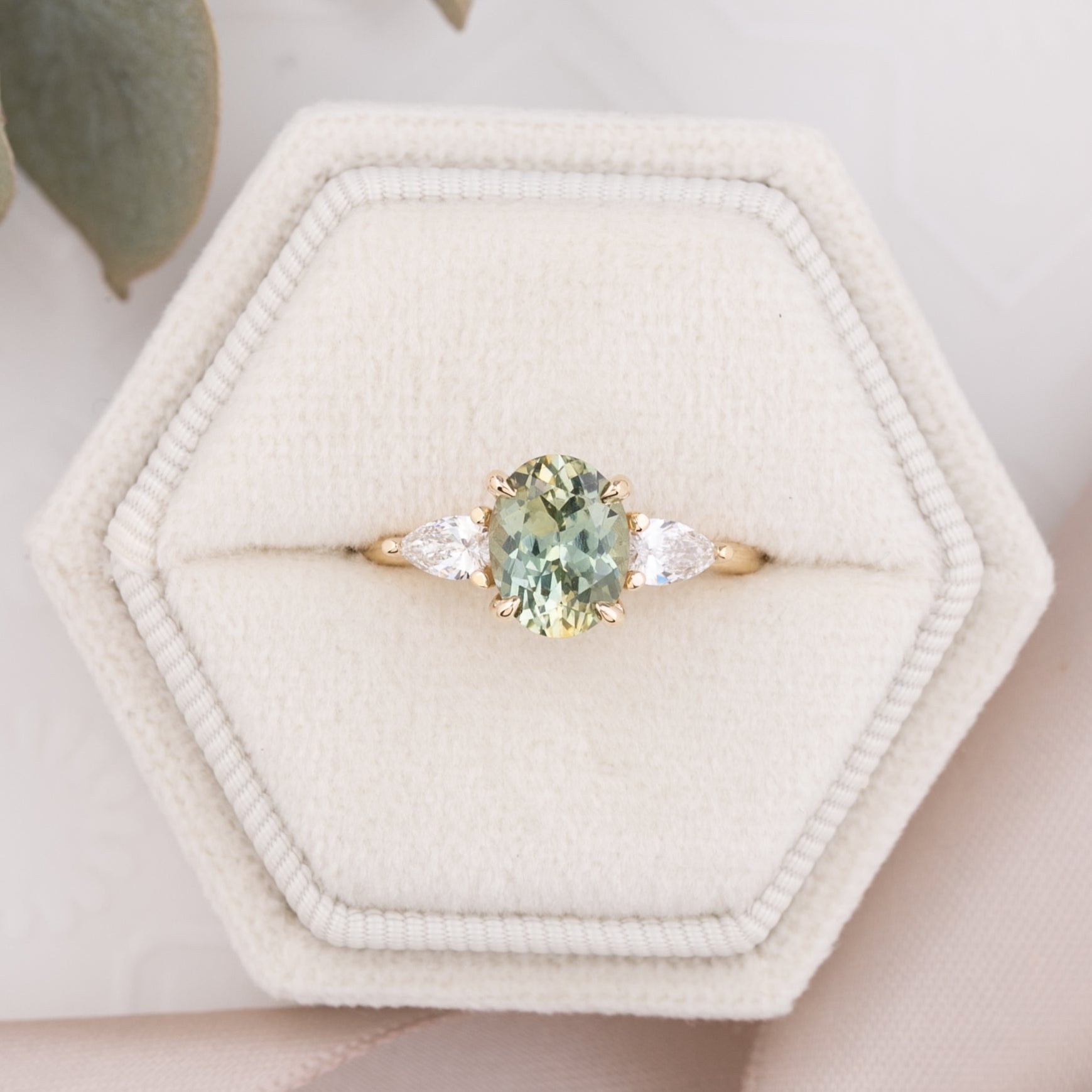Olivia Grand Ring, 2.20ct Parti Blue Green Yellow Montana Sapphire