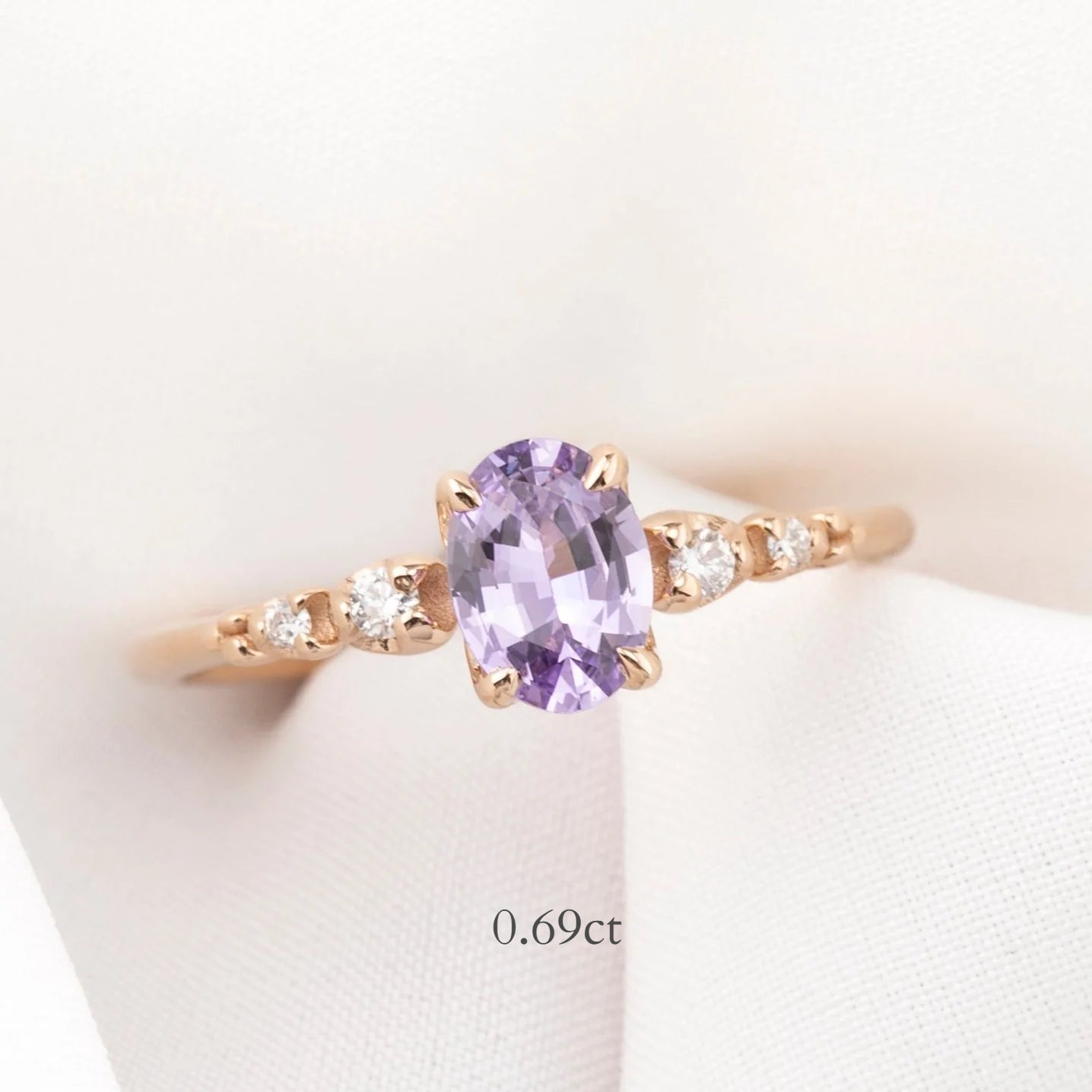 Estel Fleur Four Prongs Ring, Lavender Purple Sapphire, 14k Rose Gold (One of a kind)