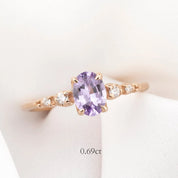 Estel Fleur Four Prongs Ring, Lavender Purple Sapphire, 14k Rose Gold (One of a kind)