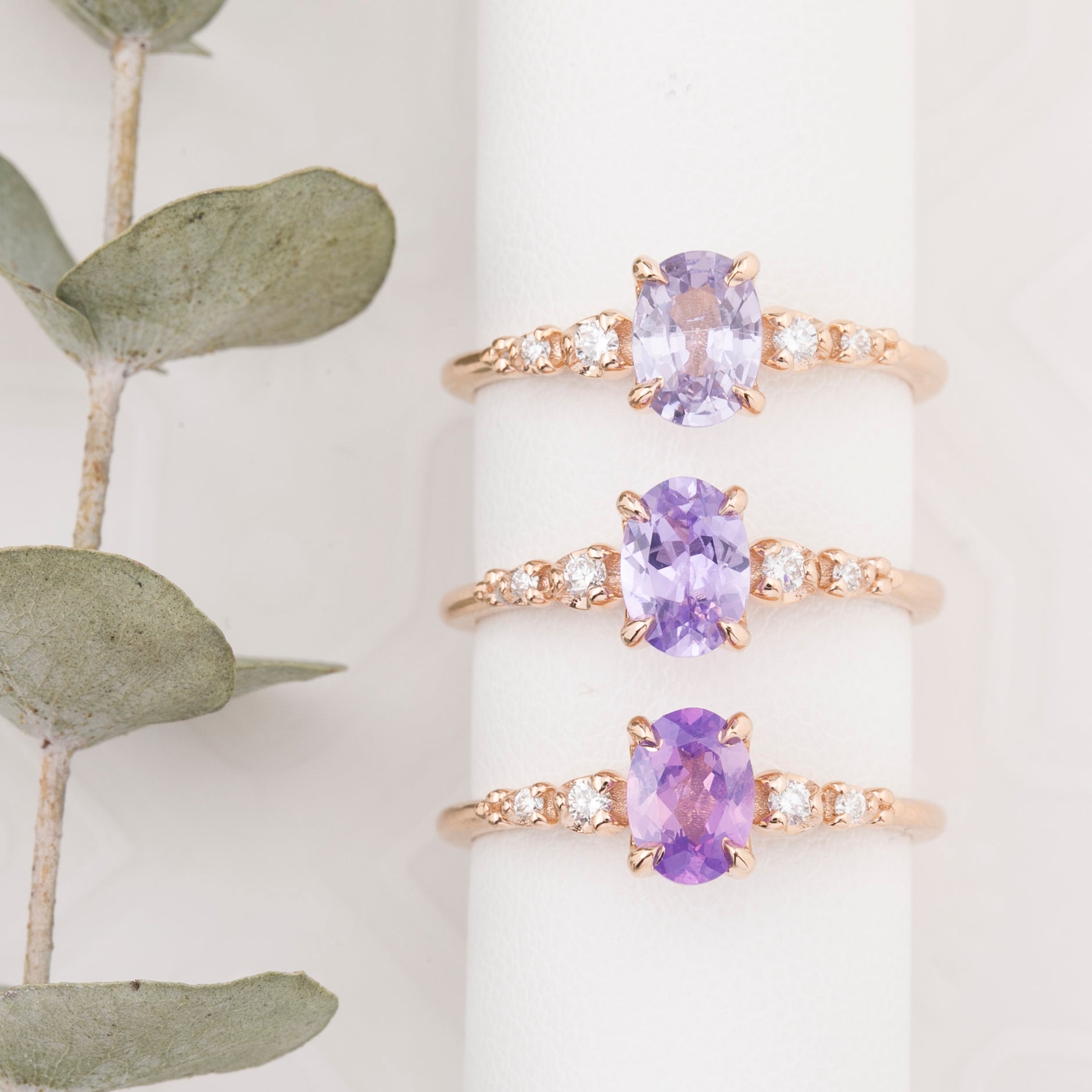 Estel Fleur Four Prongs Ring, Lavender Purple Sapphire, 14k Rose Gold (One of a kind)