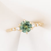 Estel Fleur Six Prongs Ring 1.10ct Parti Green Yellow Montana Sapphire, 14k Yellow Gold (One of a kind)