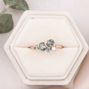 Stardust Cluster Ring, Five Stones (Pick your own gems)
