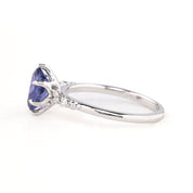 Estel Fleur Six Prongs Ring 1.56ct Blue Umba Sapphire, 14k White Gold (One of a kind)