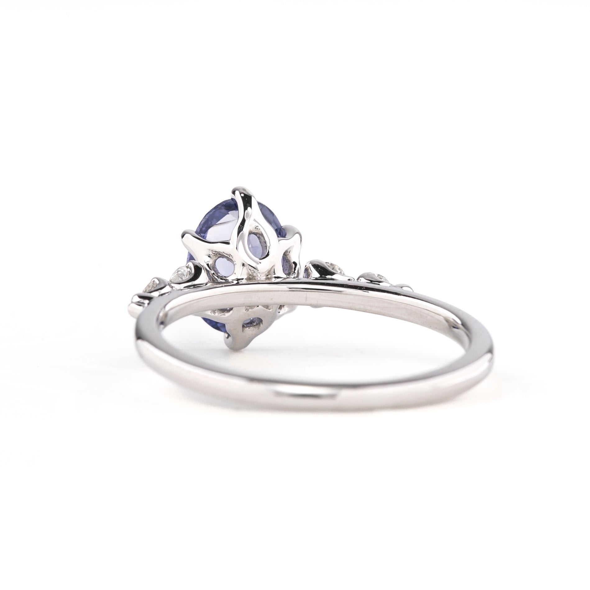 Estel Fleur Six Prongs Ring 1.56ct Blue Umba Sapphire, 14k White Gold (One of a kind)