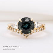 Olivia Grand Ring 3.60ct Blue Green Sapphire, 14k Yellow Gold (One of a kind)